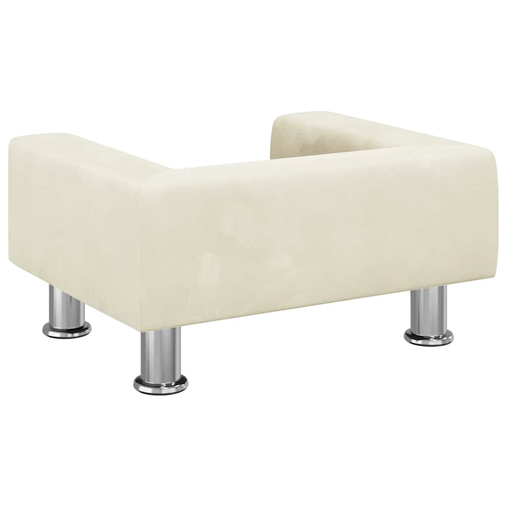 Alternativ bild 2 för VidaXl Barnsoffa Gräddvit 50X40X26,5 Cm Sammet