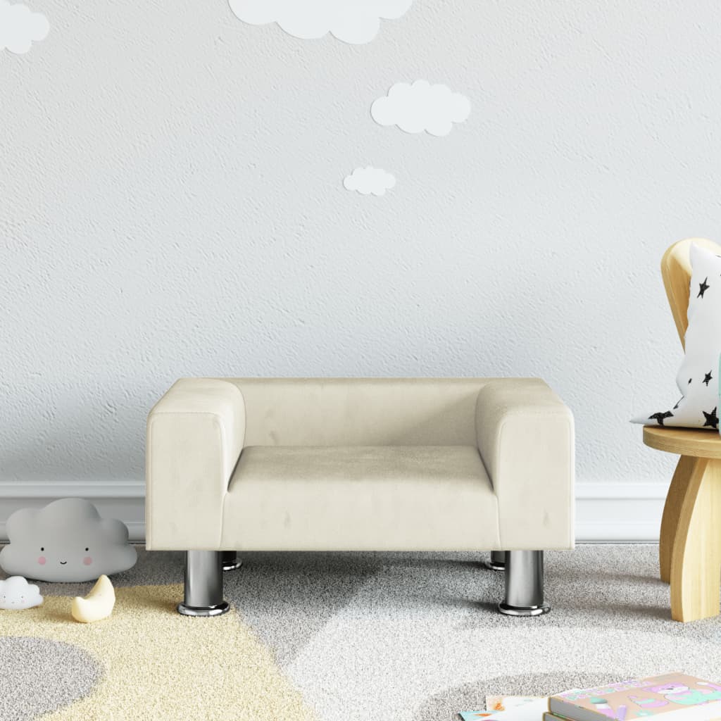 Kindersofa Creme 50x40x26,5 cm Samt