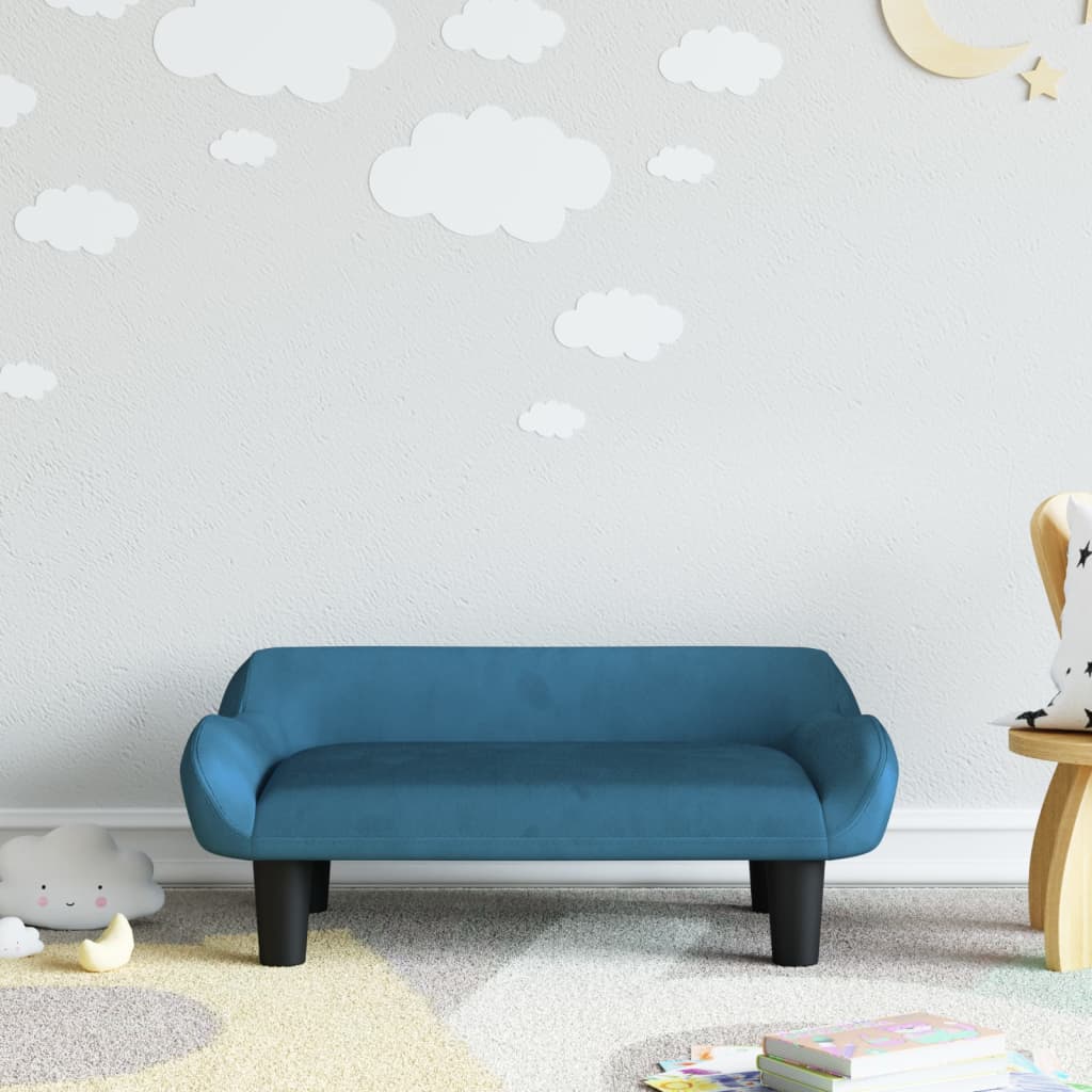 vidaXL Canapea pentru copii, albastru, 70x40x24 cm, catifea