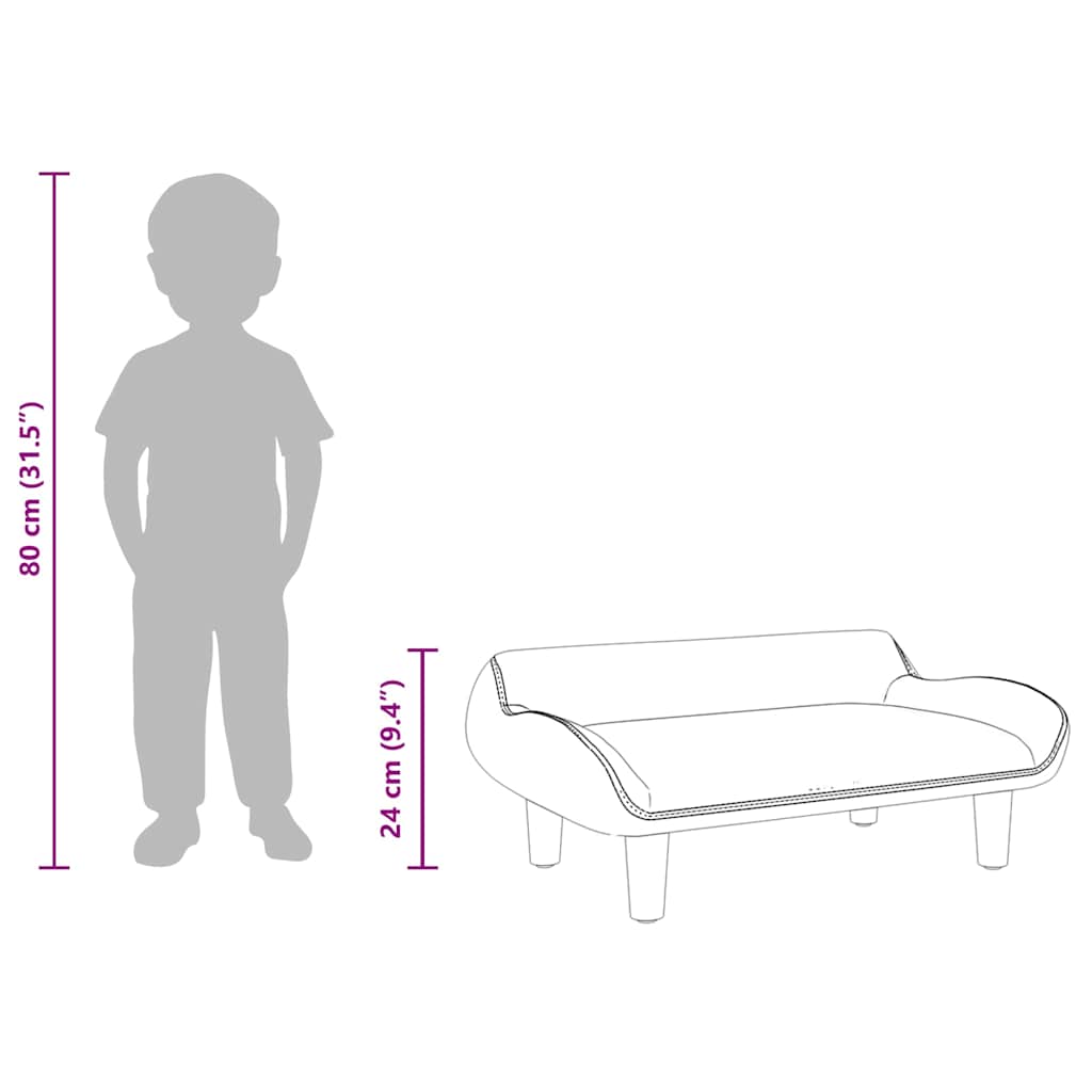 Kinderbank 70x40x24 cm fluweel zwart - Afbeelding 8