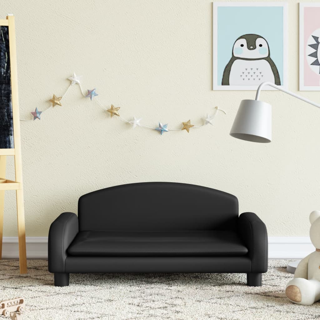 Kindersofa Schwarz 70x45x30 cm Kunstleder