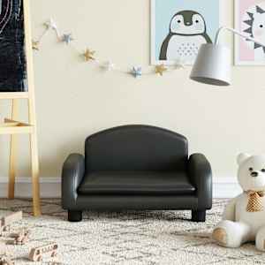 Otroški kavč črn 50x40x30 cm umetno usnje