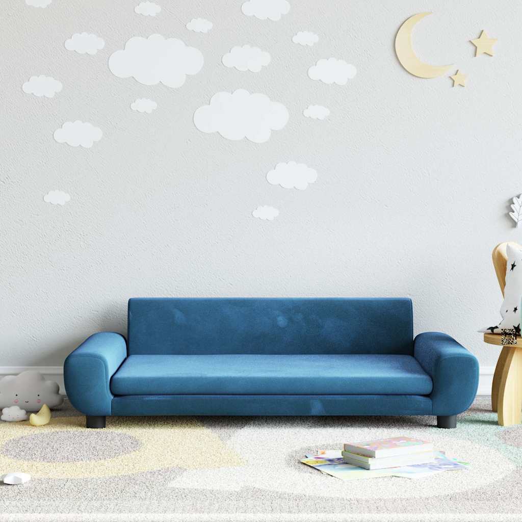 Thumbnail - vidaXL Kindersofa Blau 100x54x33 cm Samt