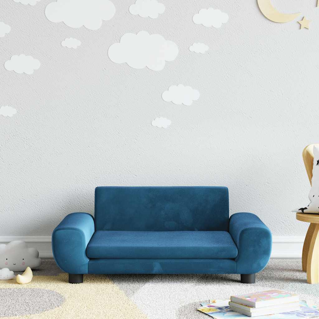 Produktfoto för VidaXl Barnsoffa Blå 70X45X33 Cm Sammet