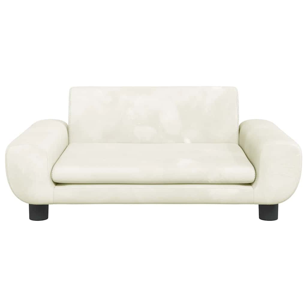 vidaXL - Kinderbank - 70x45x33 - cm - fluweel - crèmekleurig