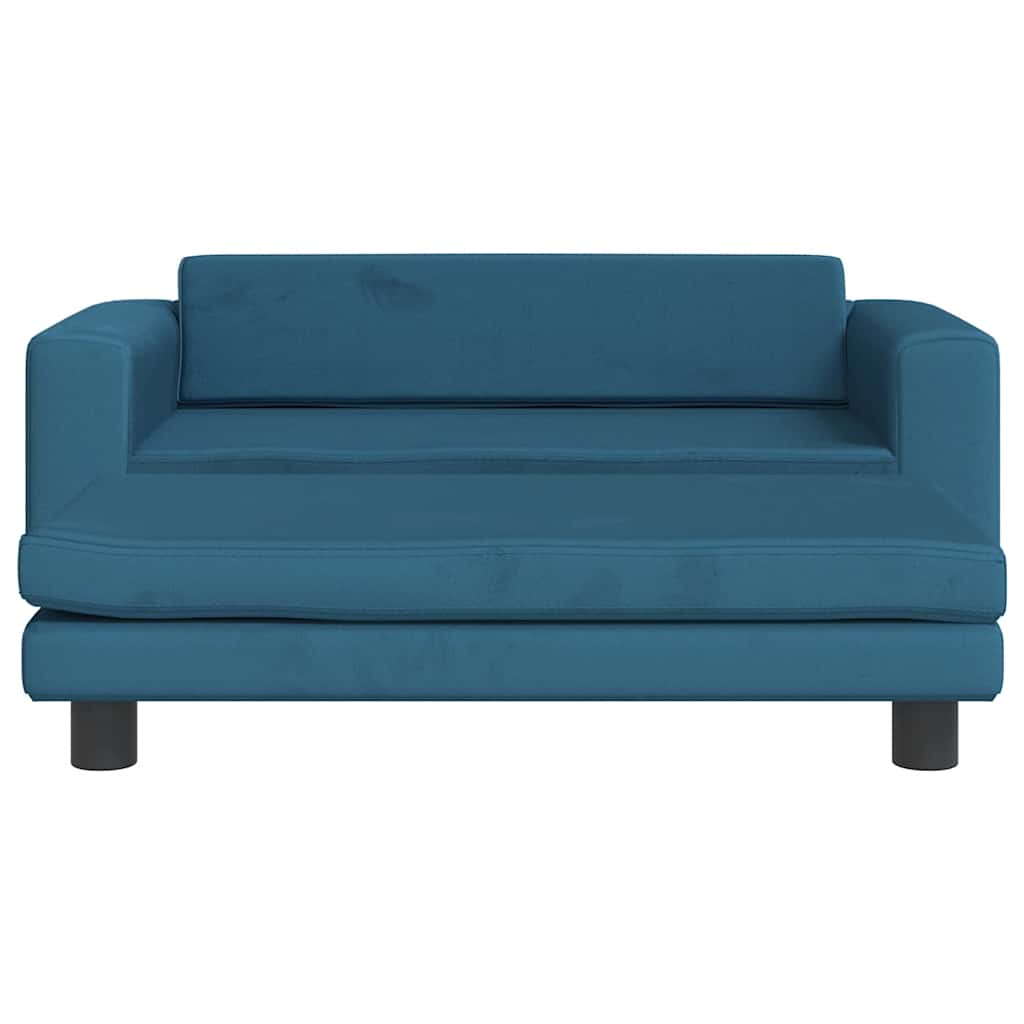 Thumbnail - vidaXL Kindersofa mit Hocker Blau 100x50x30 cm Samt