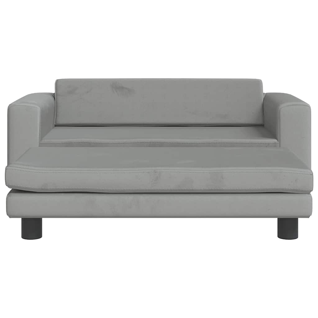vidaXL Detská pohovka s podnožkou bledosivá 100x50x30 cm zamat