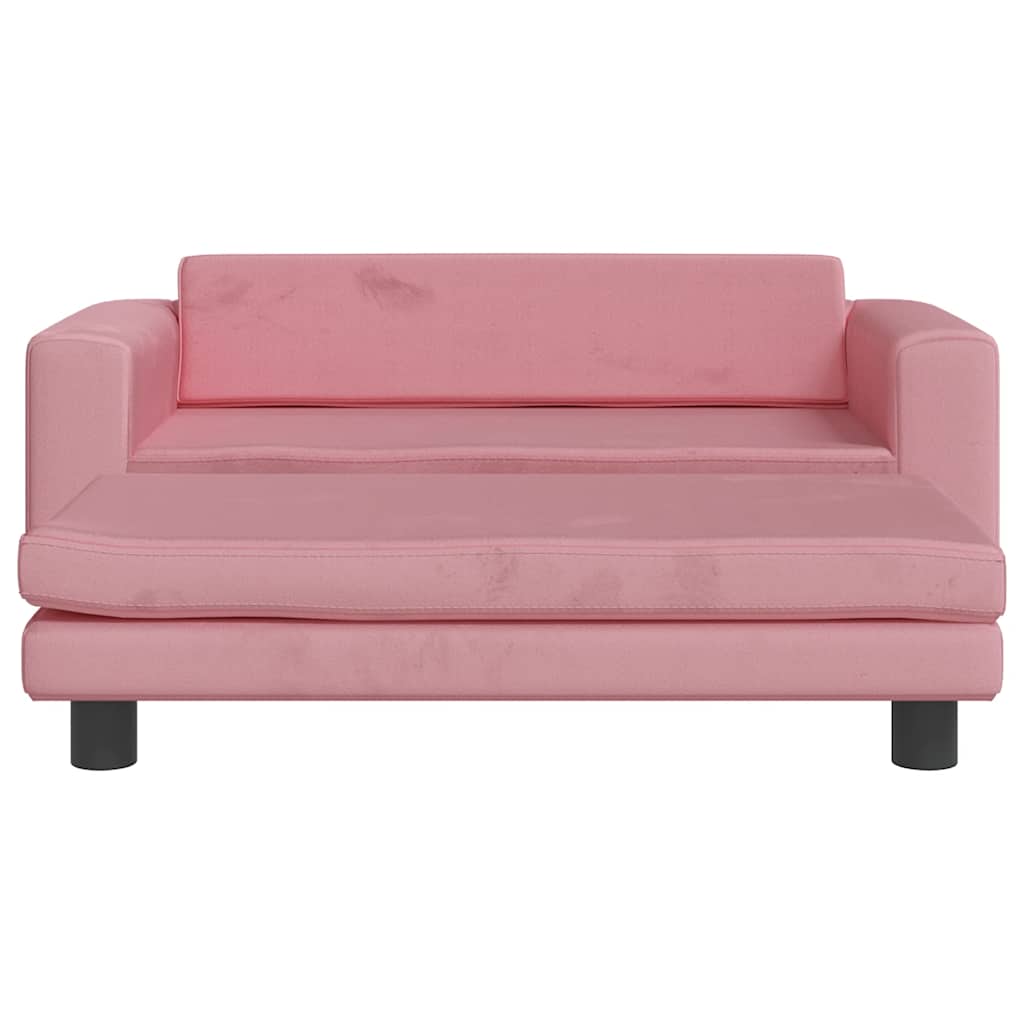 Thumbnail - vidaXL Kindersofa mit Hocker Rosa 100x50x30 cm Samt
