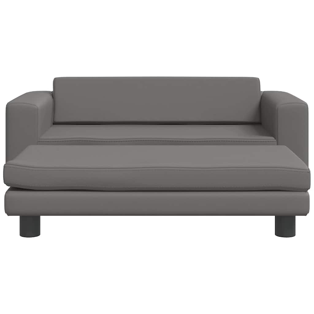 Thumbnail - vidaXL Kindersofa mit Hocker Grau 100x50x30 cm Kunstleder