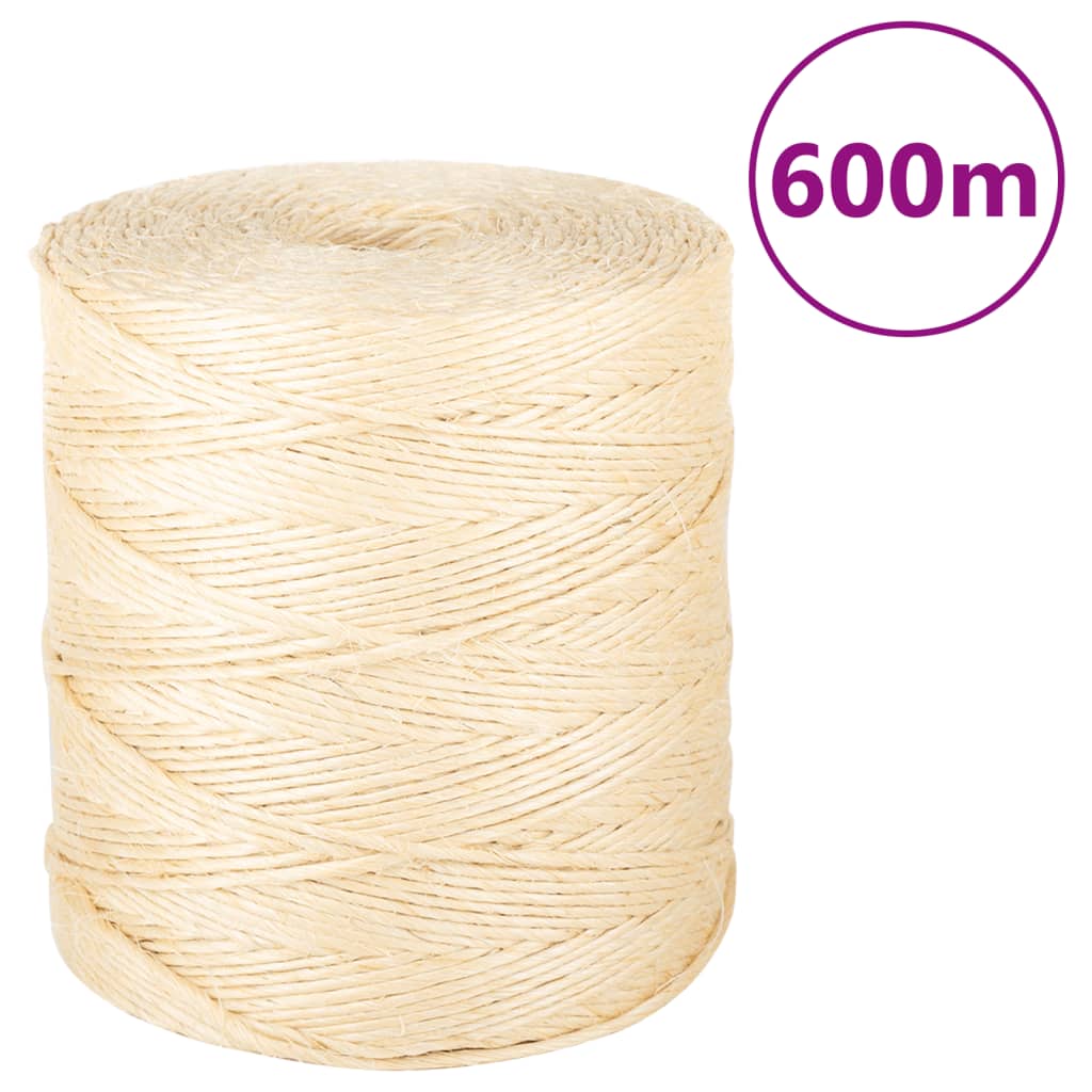 vidaXL Corde 100 % sisal 2 mm 600 m