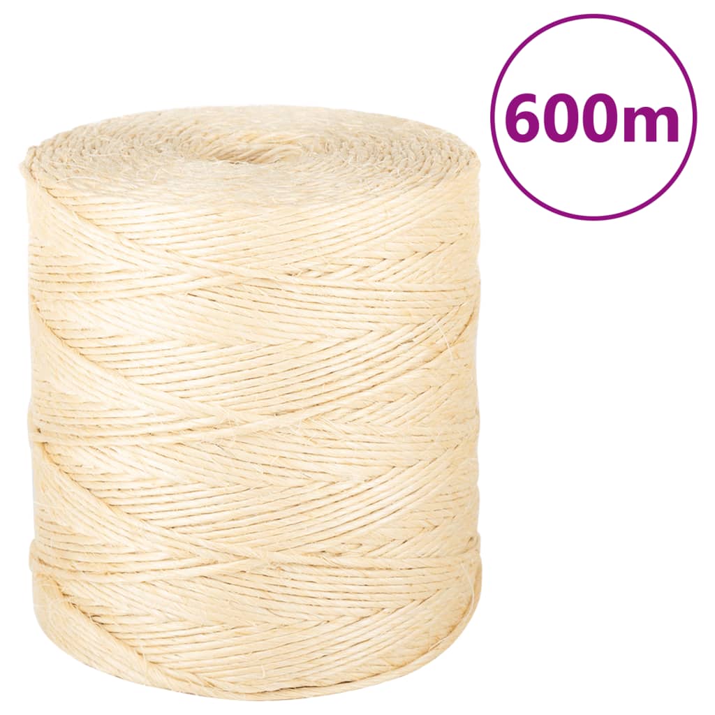 vidaXL Provaz 100% sisal 2 mm 600 m