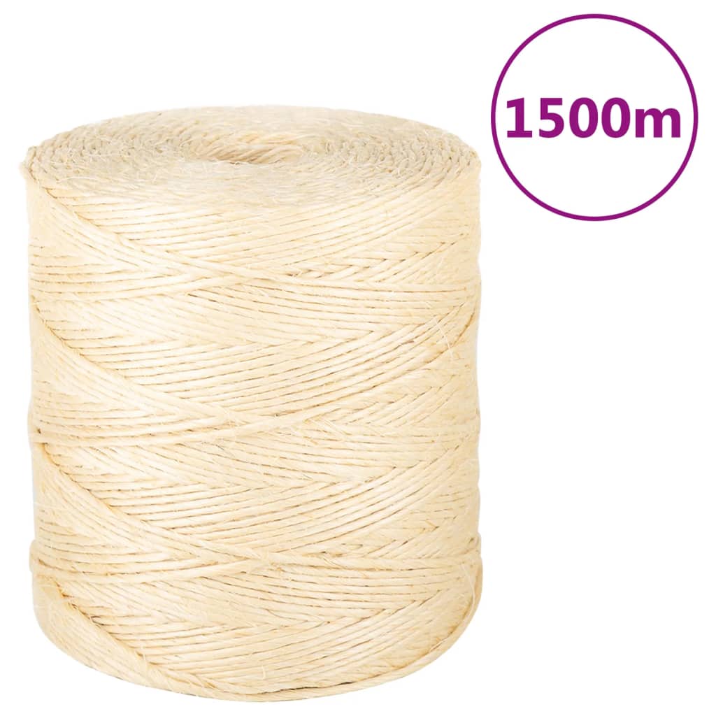 vidaXL Provaz 100% sisal 2 mm 1 500 m