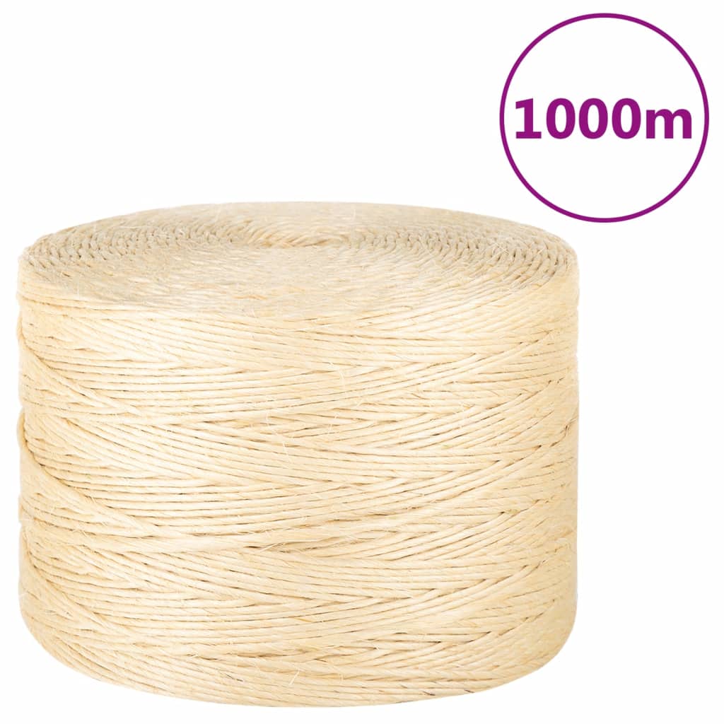 vidaXL Provaz 100% sisal 3 mm 1 000 m