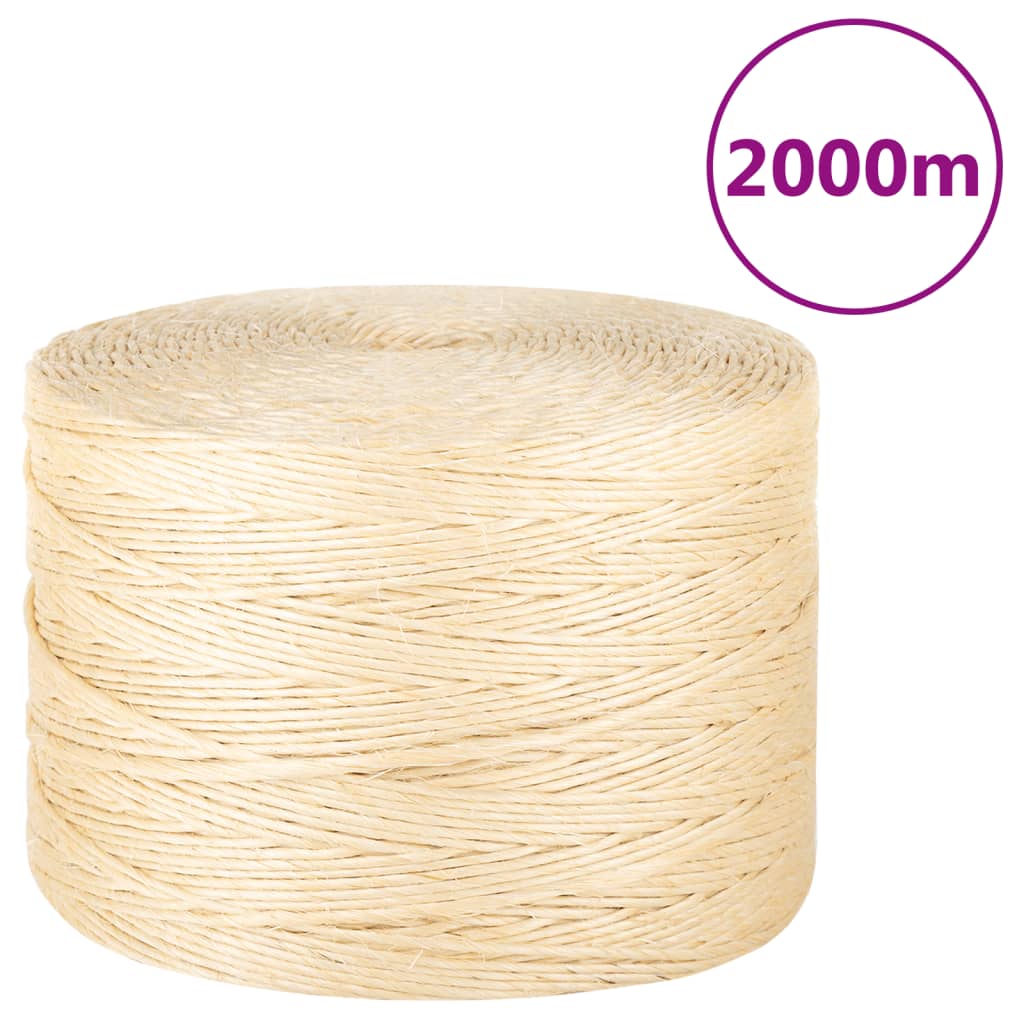 vidaXL Provaz 100% sisal 3 mm 2 000 m