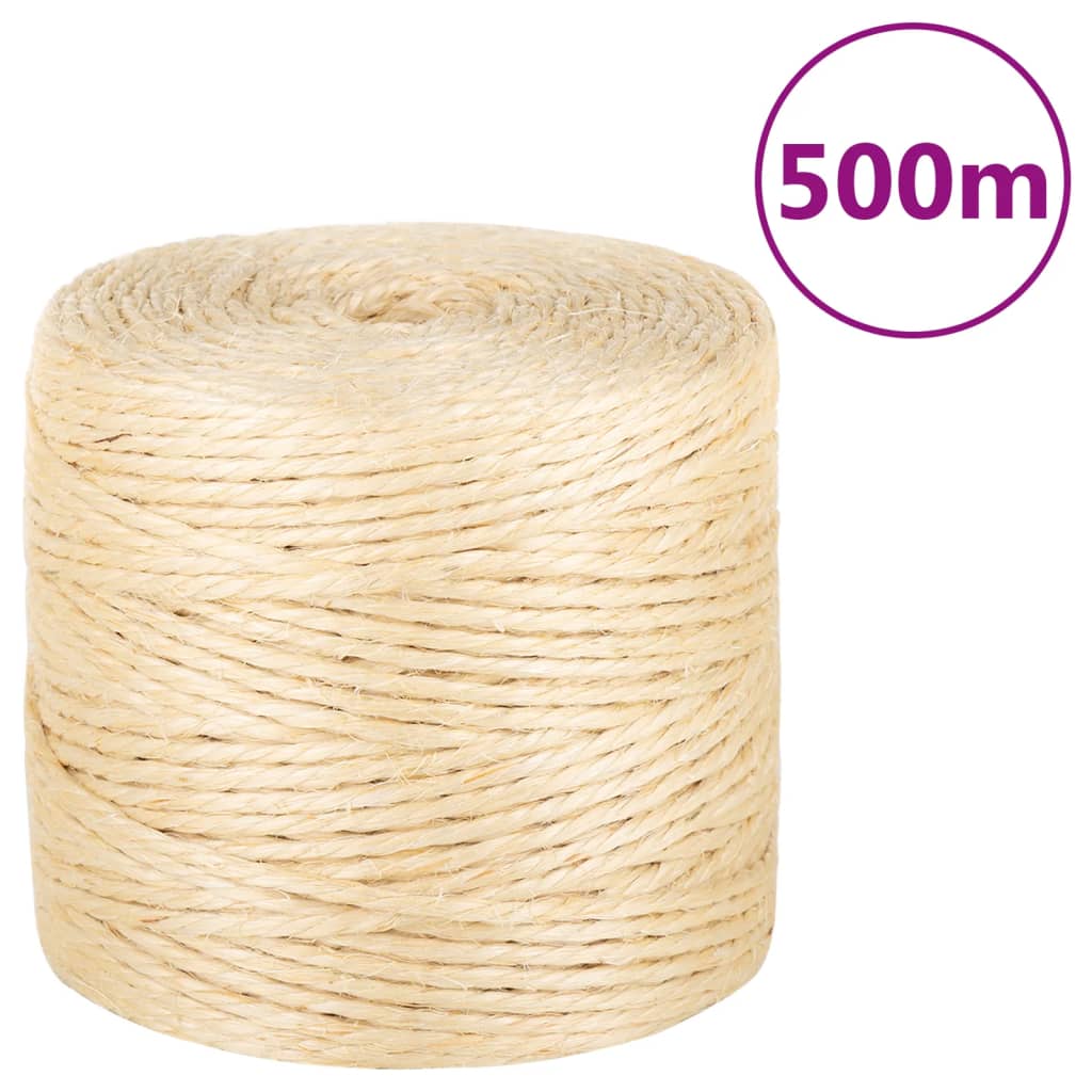 vidaXL Provaz 100% sisal 4 mm 500 m