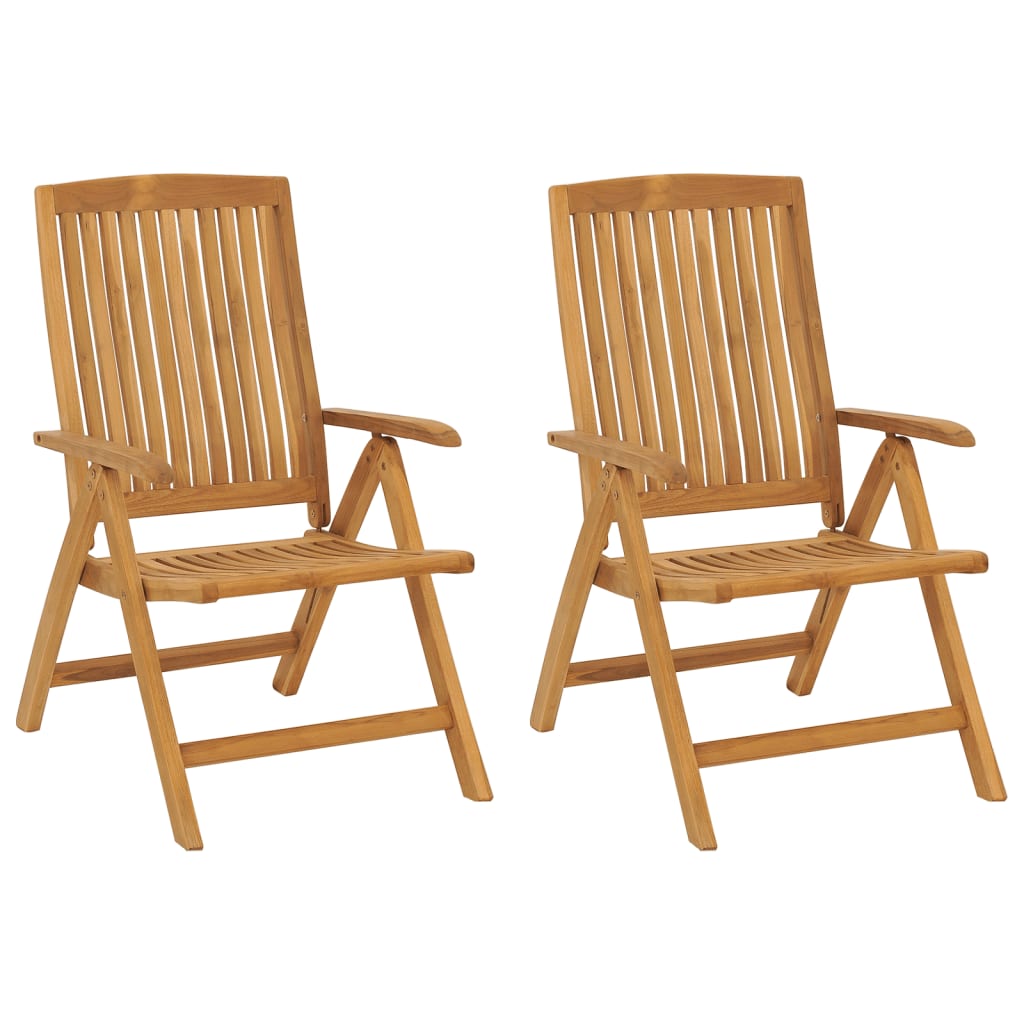 vidaXL Tuinstoelen 2 st verstelbaar met kussens massief teakhout