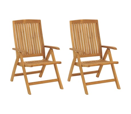 vidaXL Chaises de jardin inclinables lot de 2 et coussins teck massif