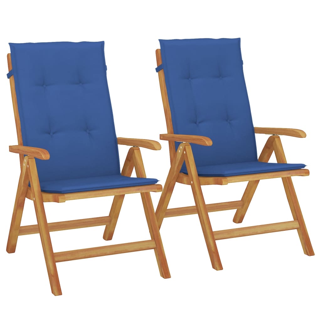 vidaXL Polohovací zahradní židle s poduškami 2 ks masivní teak