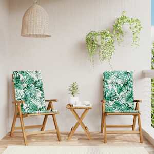 Vrtni stol s funkcijo nagiba z blazinami 2 kosa trdna tikovina