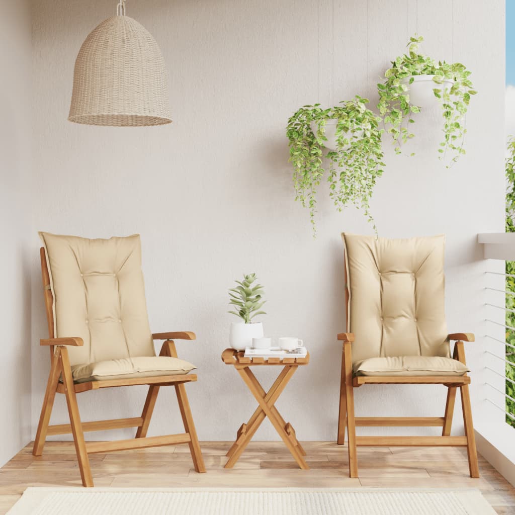 Накланящи градински столове с възглавници 2 бр тик масив