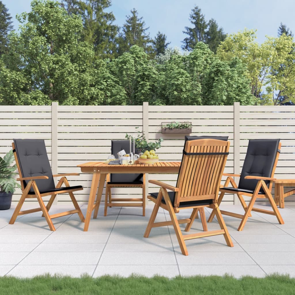 Chaises de jardin inclinables 4pcs et coussins bois massif teck