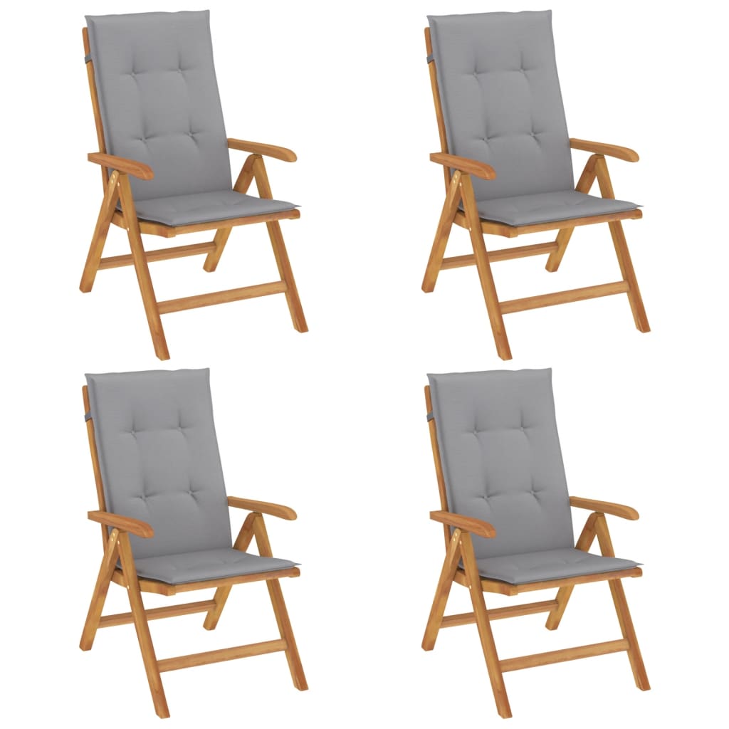 vidaXL Skládací polohovací křesla s polštáři 4 ks, masivní teak
