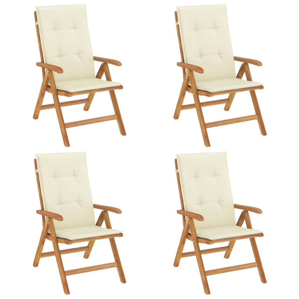 vidaXL Skládací polohovací křesla s polštáři 4 ks, masivní teak