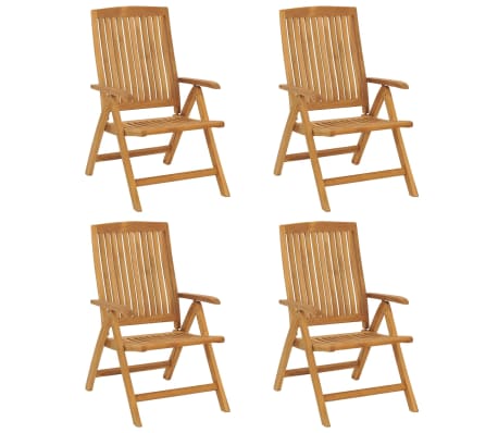 vidaXL Chaises de jardin inclinables lot de 4 et coussins bois teck