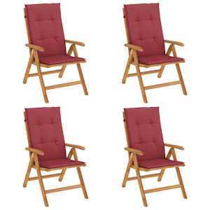 Polohovací zahradní židle s poduškami 4 ks masivní teak - obrázek 2