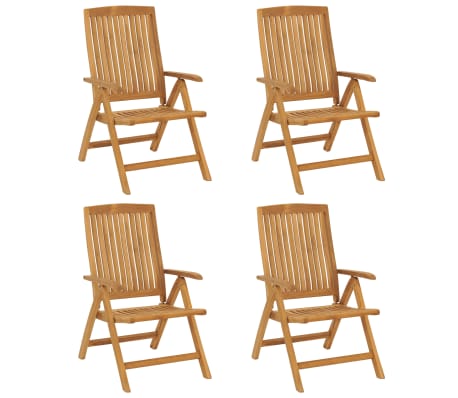 vidaXL Tuinstoelen 4 st verstelbaar met kussens massief teakhout