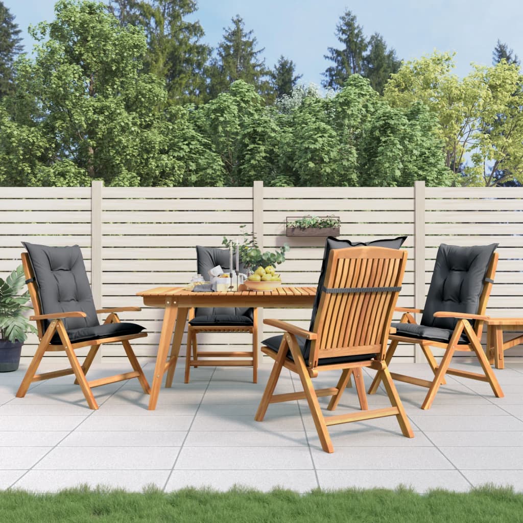 Chaises de jardin inclinables 4pcs et coussins bois massif teck
