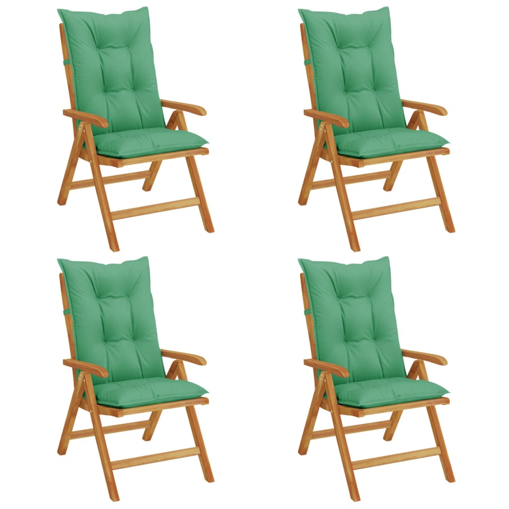 Image of vidaXL Reclining Garden Chairs with Cushions 4 pcs Solid Wood Teak