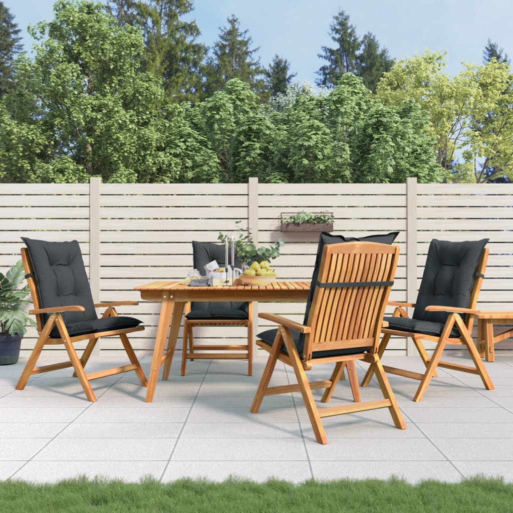 Chaises de jardin inclinables 4pcs et coussins bois massif teck