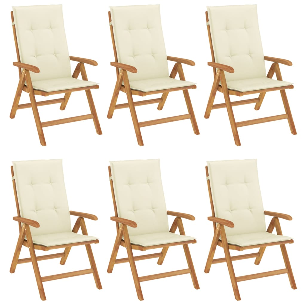 Image of vidaXL Reclining Garden Chairs with Cushions 6 pcs Solid Wood Teak