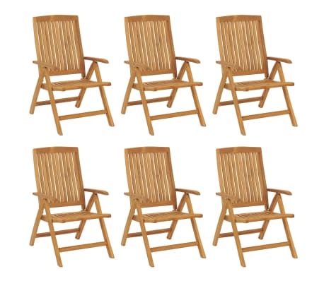 vidaXL Tuinstoelen 6 st verstelbaar met kussens massief teakhout