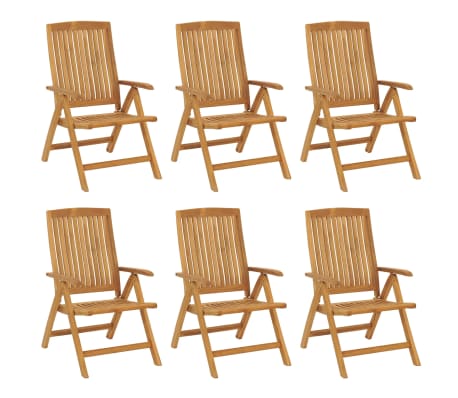 vidaXL Chaises de jardin inclinables et coussins lot de 6 bois teck