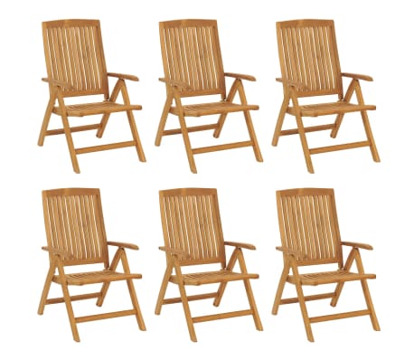 vidaXL Chaises de jardin inclinables et coussins lot de 6 bois teck