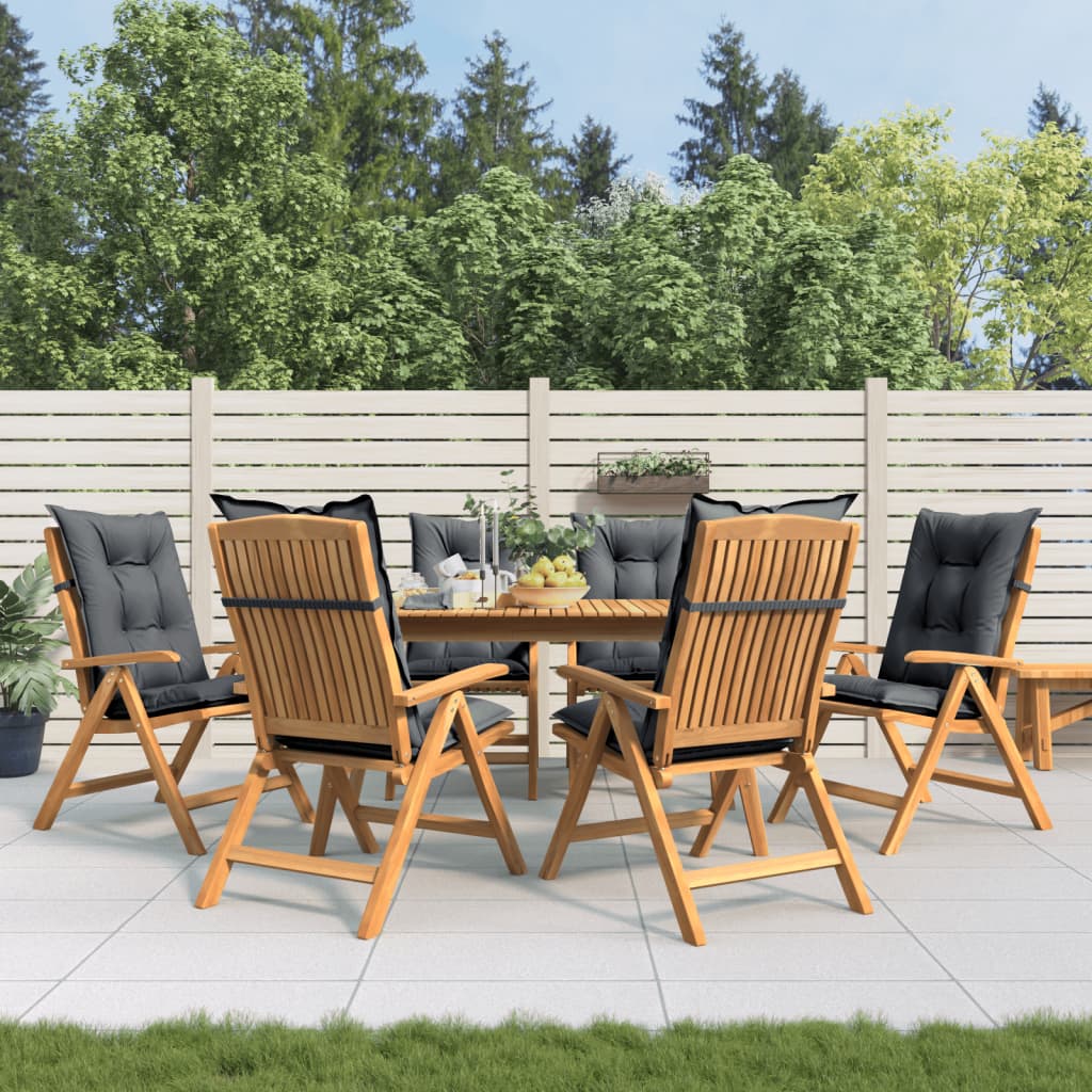 Chaises de jardin inclinables et coussins lot de 6 bois teck
