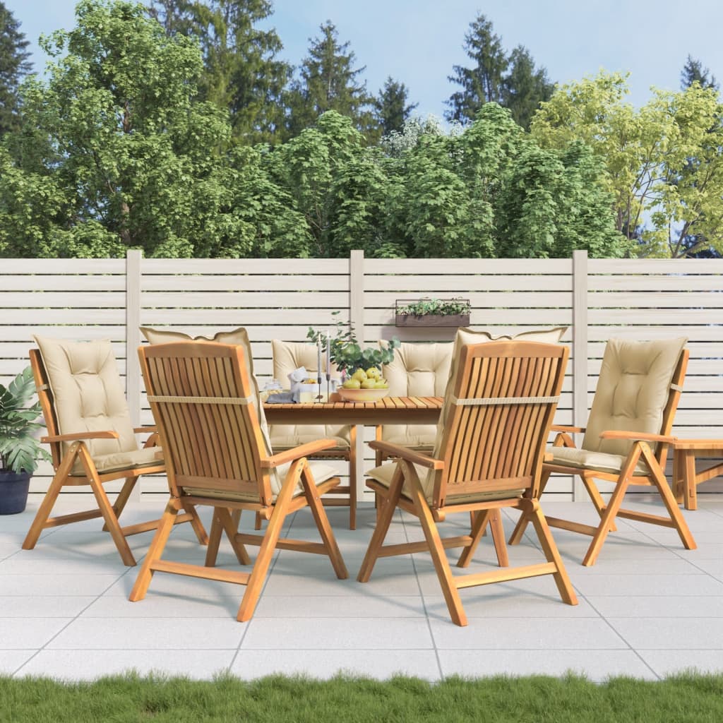 Chaises de jardin inclinables et coussins lot de 6 bois teck