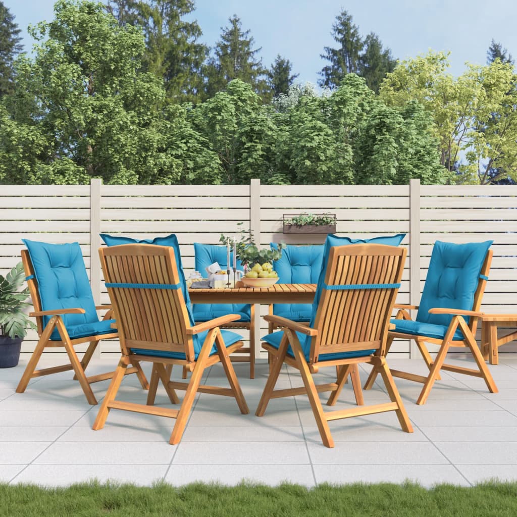 Chaises de jardin inclinables et coussins lot de 6 bois teck