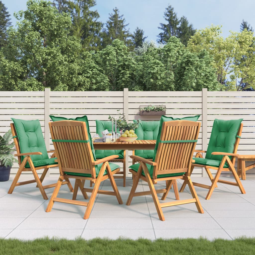 Chaises de jardin inclinables et coussins lot de 6 bois teck