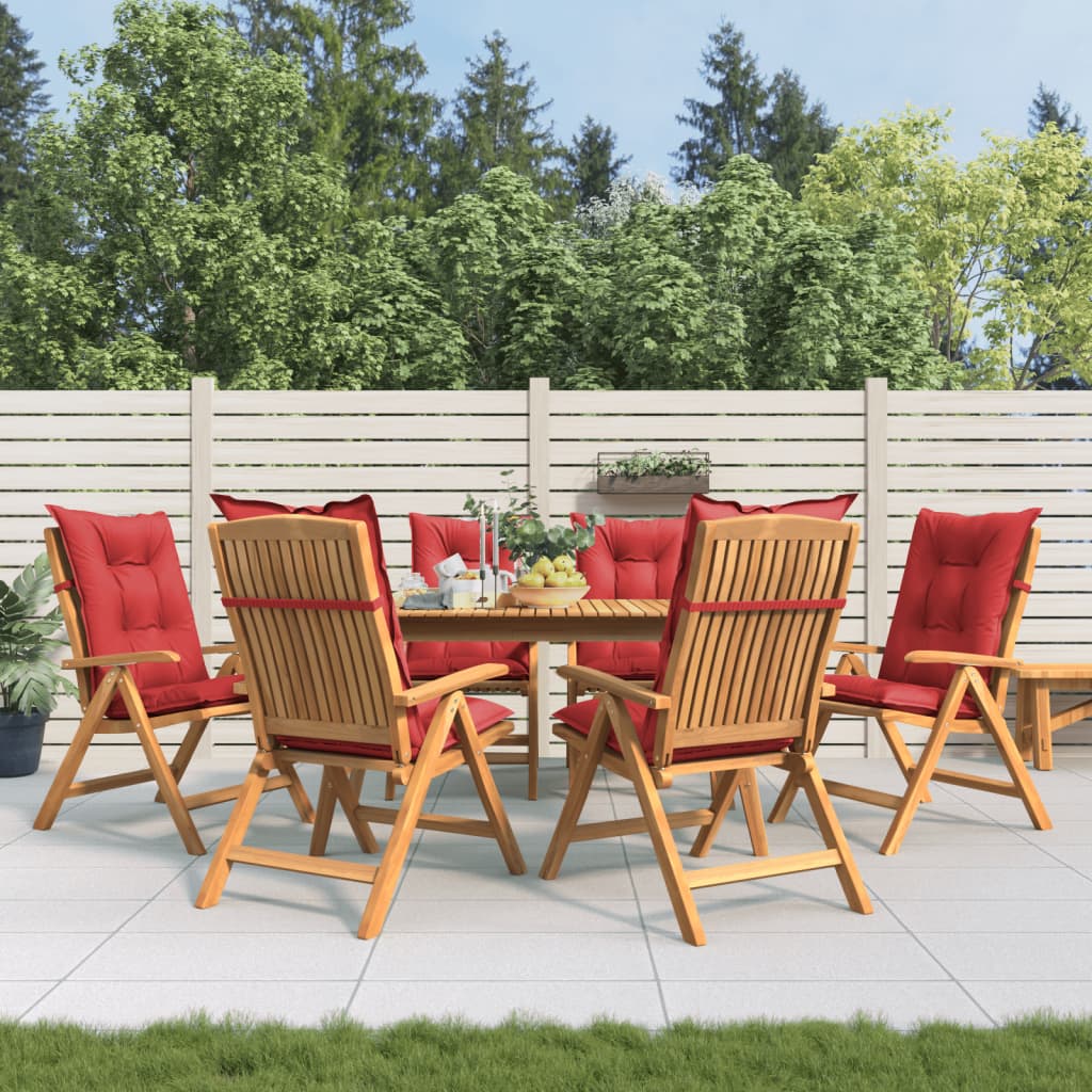 Chaises de jardin inclinables et coussins lot de 6 bois teck