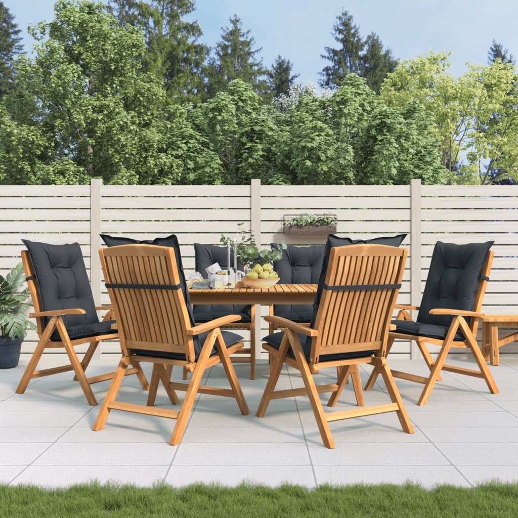 Chaises de jardin inclinables et coussins lot de 6 bois teck