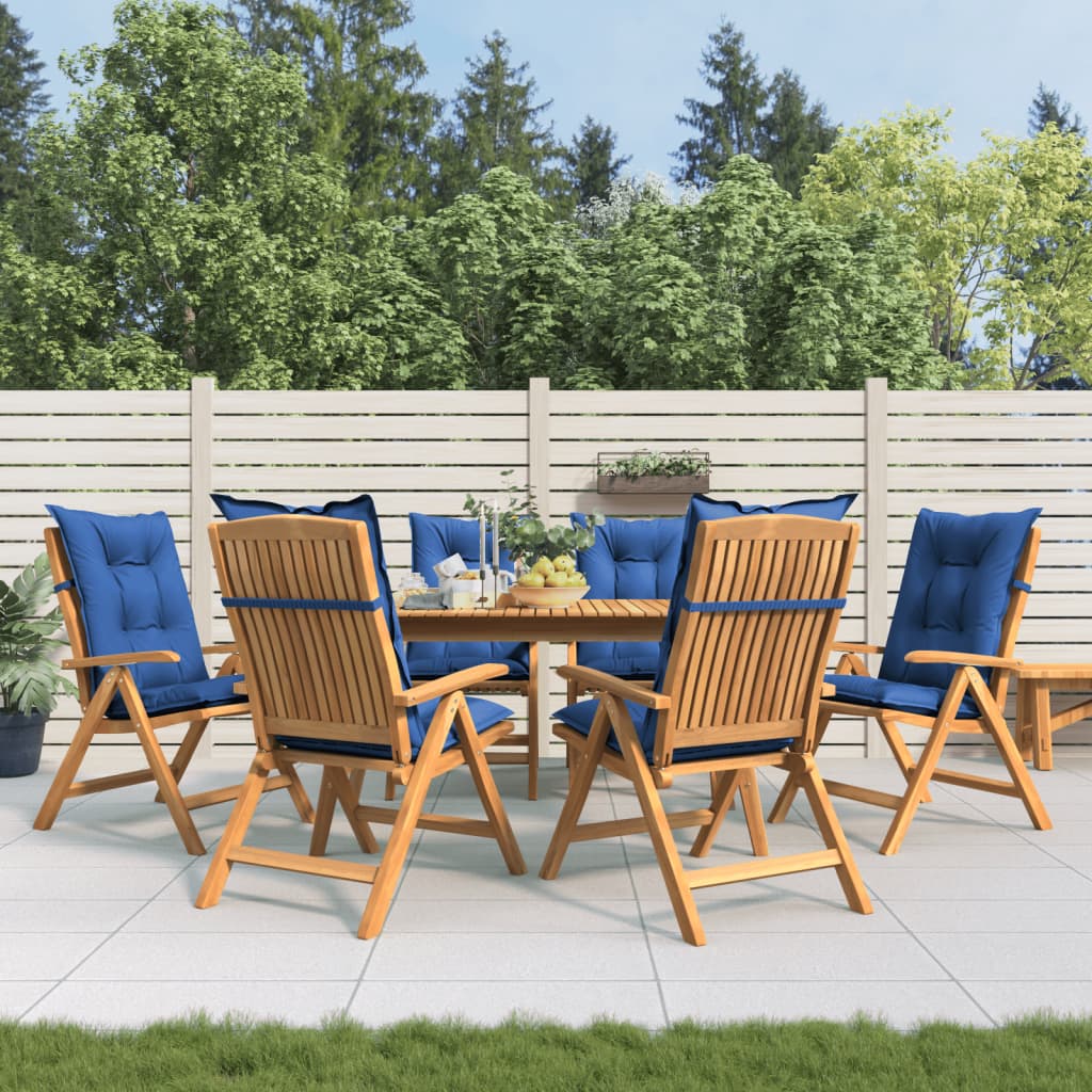 Chaises de jardin inclinables et coussins lot de 6 bois teck