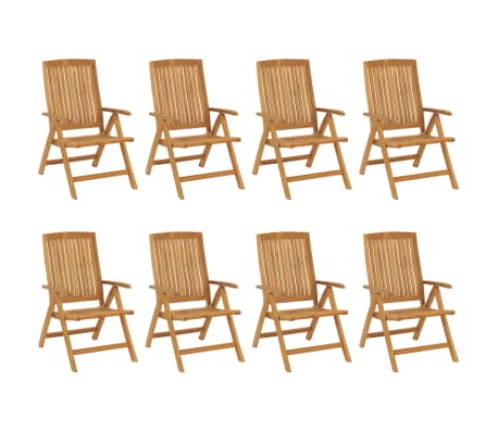 vidaXL Tuinstoelen 8 st verstelbaar met kussens massief teakhout