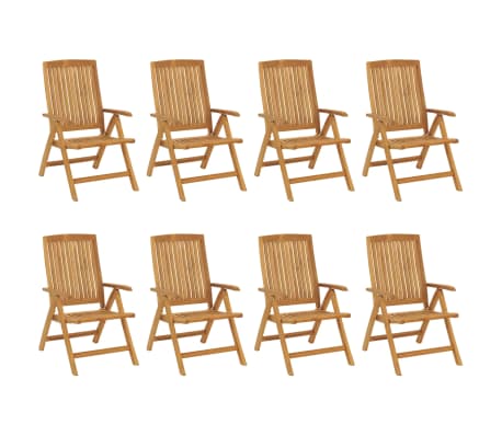 vidaXL Tuinstoelen 8 st verstelbaar met kussens massief teakhout