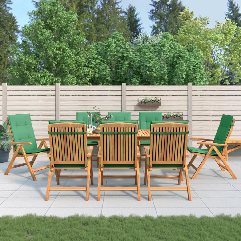 imagem de vidaXL Cadeiras de jardim reclináveis c/ almofadões 8 pcs teca maciça2