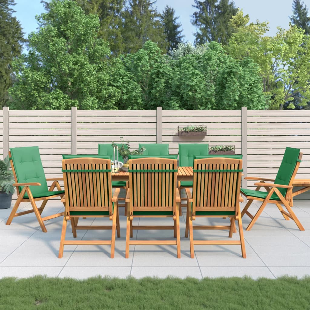 vidaXL Fällbara fåtöljer med dynor, 8 st, massivt trä, teak