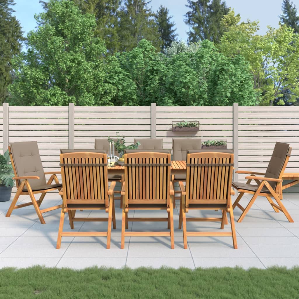 vidaXL Gartenstühle mit Auflagen 8 Stk. Massivholz Teak