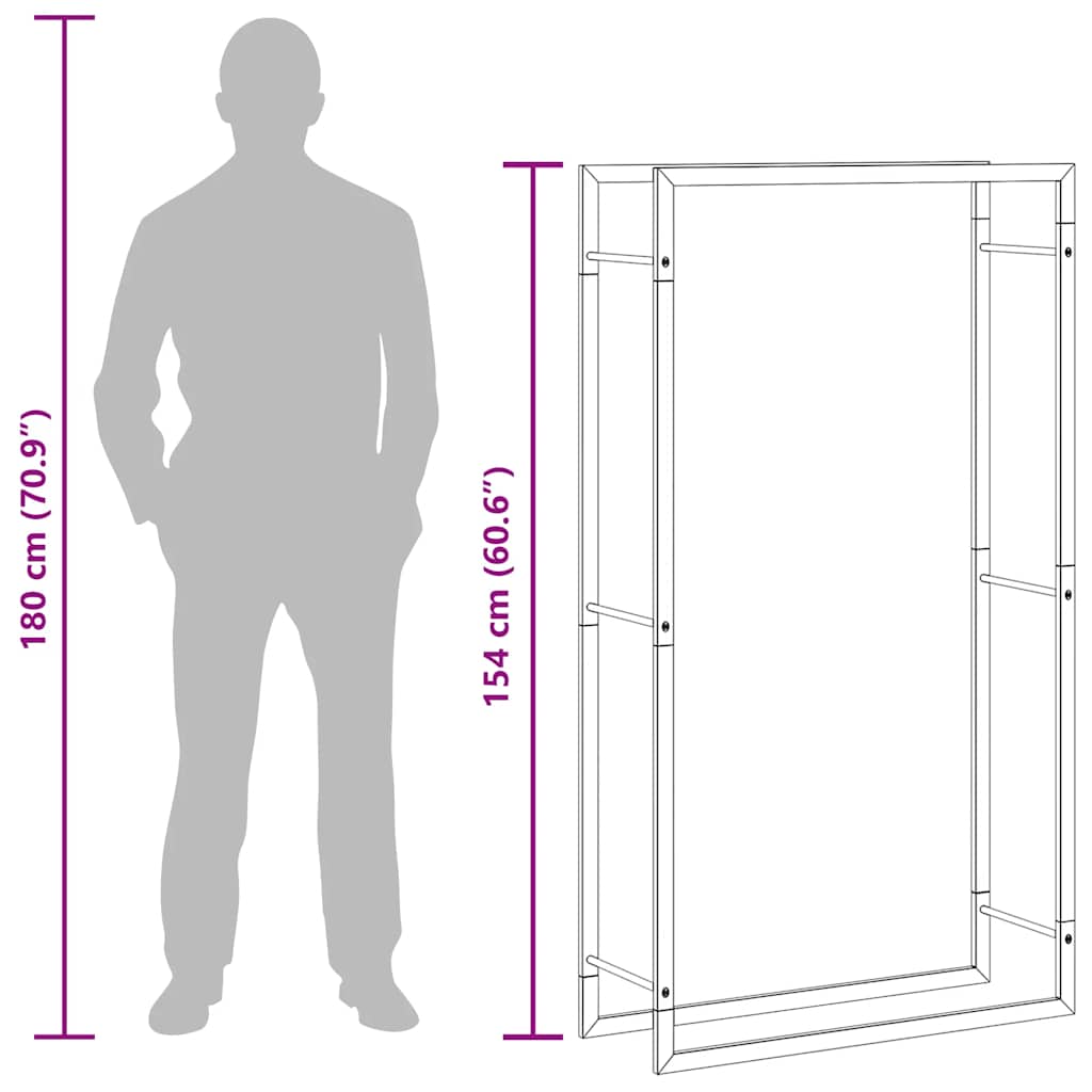 Haardhoutrek 80x28x154 cm roestvrij staal image 11